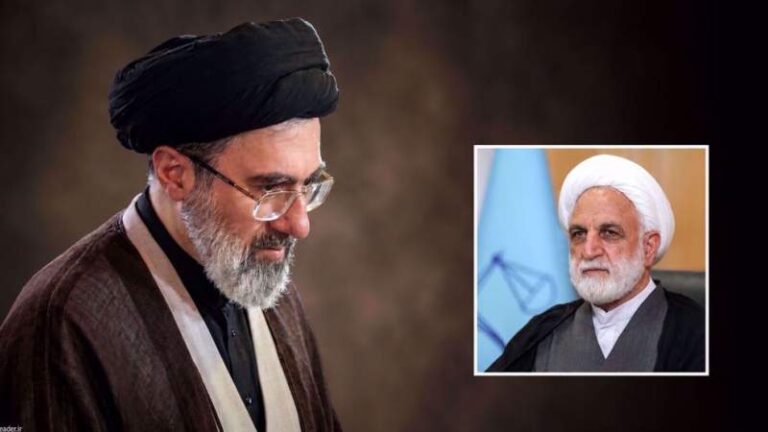 رہبر انقلاب اسلامی آیت اللہ سید مجتبیٰ خامنہ ای اور عدلیہ کے سربراہ محسنی اژہ ای