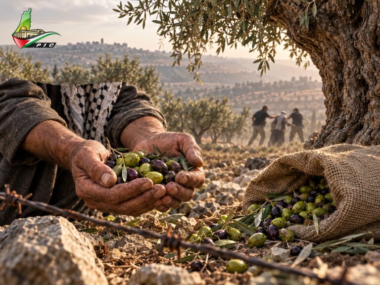 زیتون کی فصل چنتے فلسطینی کسان کے ہاتھ
