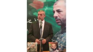 لبنانی رکن پارلیمنٹ ہانی قبیسی جرجوع میں تقریب سے خطاب کرتے ہوئے