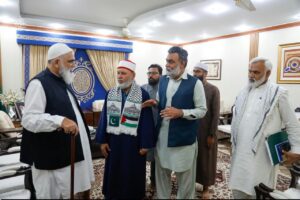 غزہ کے سابق مفتی اعظم ڈاکٹر محمود الشوبکی جامعہ عروۃ الوثقیٰ لاہور میں علامہ جواد نقوی کے ہمراہ